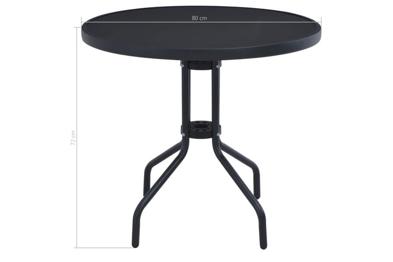 Havebord 80 cm Stål Og Glas Sort - Sort - Havemøbler - Havebord - Sidebord