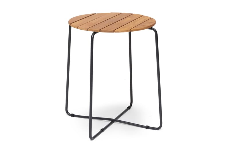 Hillerstorp Oas rundt cafébord og kaffe-udebord til udendørs 56 cm træ teak, Brun/sort