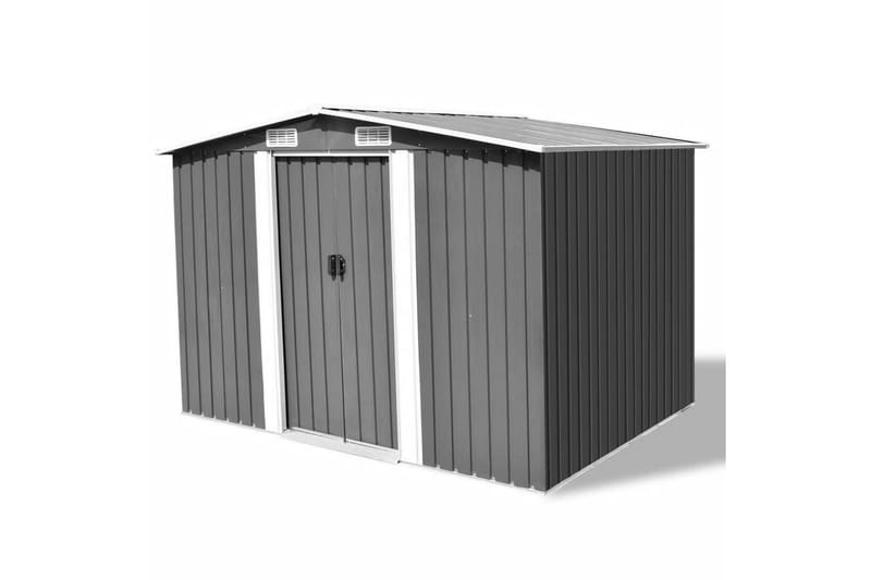 opbevaringsskur til haven i grå metal 257 x 205 x 178 cm - Havemøbler - Havebord - Sidebord