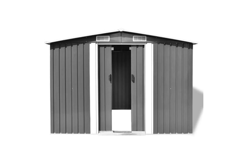 opbevaringsskur til haven i grå metal 257 x 205 x 178 cm - Havemøbler - Havebord - Sidebord