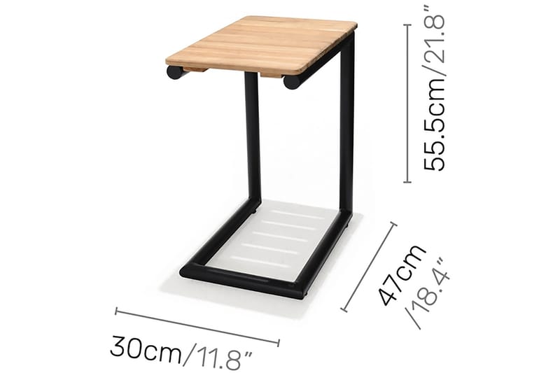 Portals Sidebord 47 cm - Sort/Træ - Havemøbler - Havebord - Sidebord