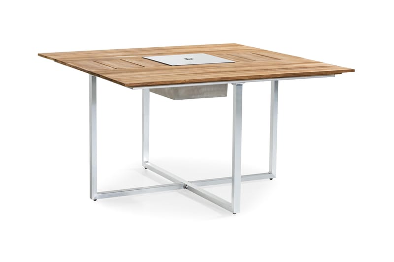 Båstad Spisebord 140x140 cm - Teak/Børstet Aluminium - Spisebord & havebord