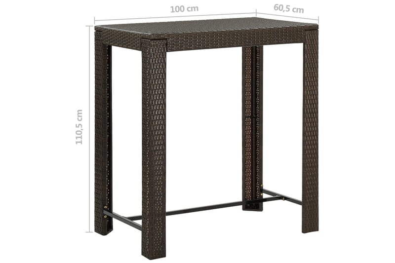 Barbord til haven 100x60,5x110,5 cm polyrattan brun - Brun - Havemøbler - Havebord - Spisebord & havebord