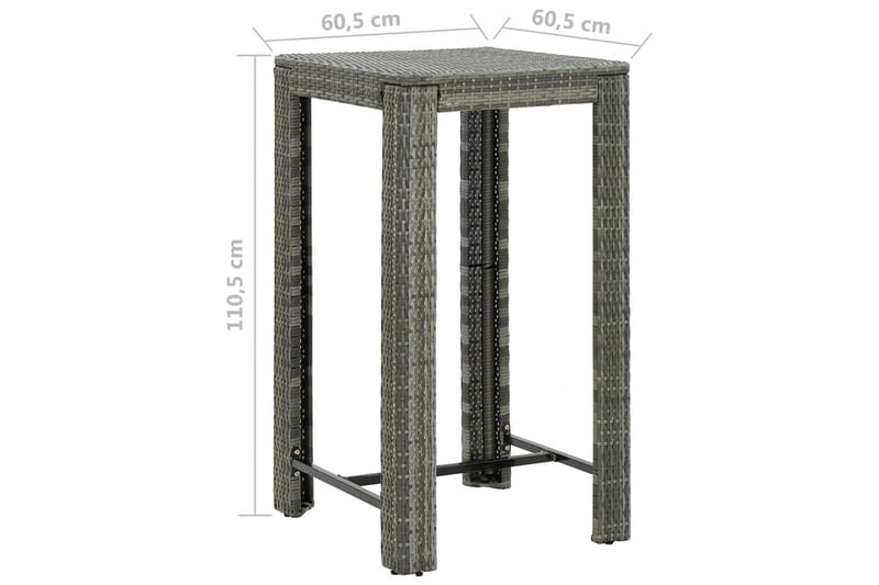 Barbord til haven 60,5x60,5x110,5 cm polyrattan grå - Grå - Havemøbler - Havebord - Spisebord & havebord