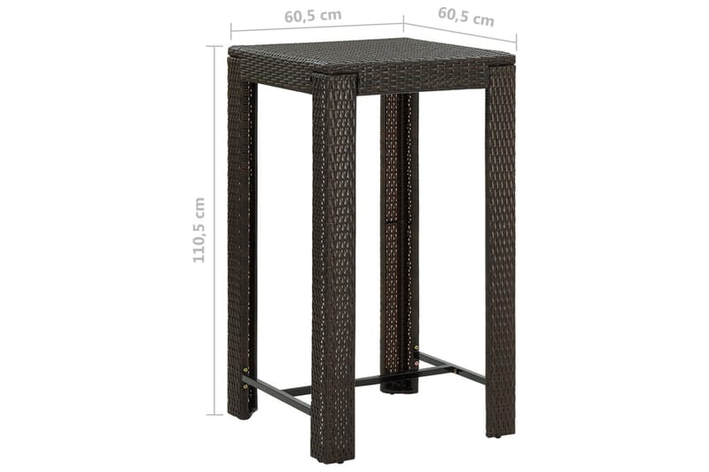 Barbord til haven 60,5x60,5x110,5 cm polyrattan brun - Brun - Havemøbler - Havebord - Spisebord & havebord