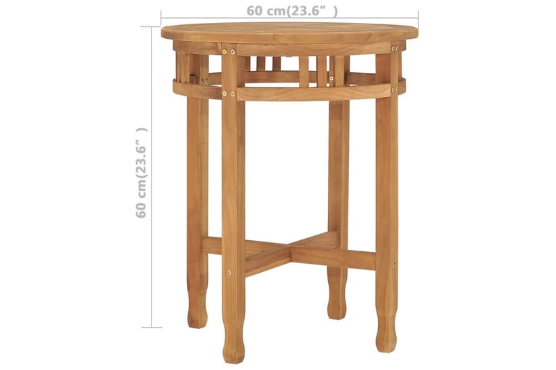 bistrobord Ø60x60 cm massivt teaktræ - Brun - Spisebord & havebord
