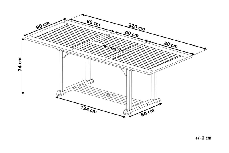 Canneto Udvideligt Spisebord 160 cm - Natur/Akacie - Spisebord & havebord