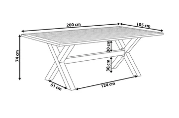 Cascais havebord 200 cm - Grå - Havemøbler - Havebord - Spisebord & havebord
