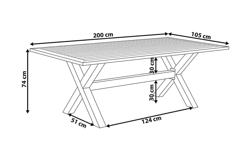Cascais havebord 200 cm - Grå - Havemøbler - Havebord - Spisebord & havebord
