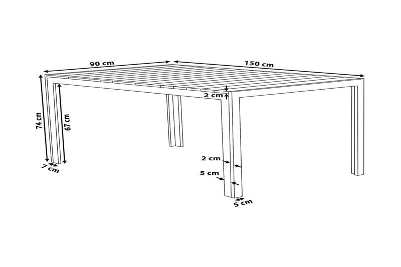 Como Havebord 150 cm - Grå - Spisebord & havebord