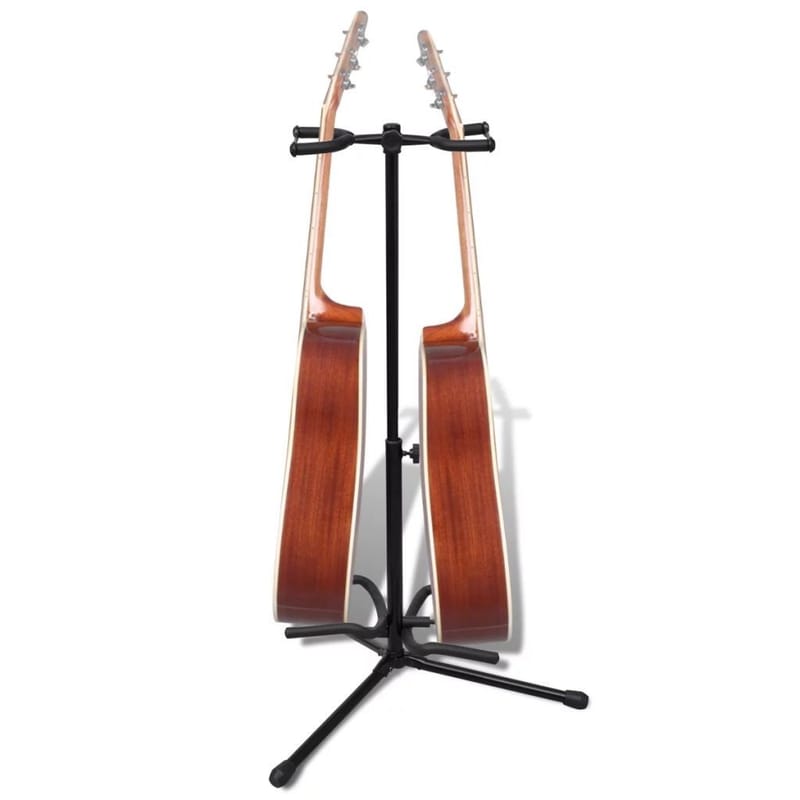 Dobbelt Guitarstativ Justérbart Sammenfoldeligt - Sort - Havemøbler - Havebord - Spisebord & havebord