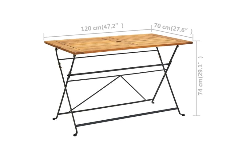 foldbart havebord 120x70x74 cm massivt akacietræ - Brun - Havemøbler - Havebord - Spisebord & havebord