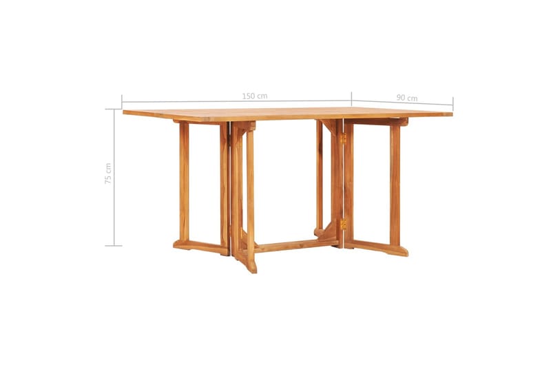 Foldbart Havebord 150x90x75 cm Massivt Teaktræ - Brun - Spisebord & havebord