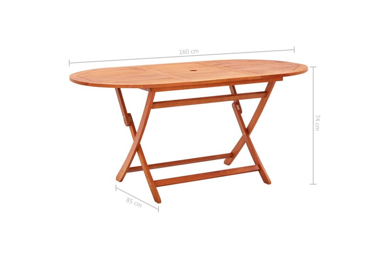 Foldbart Havebord 160x85x74 cm Massivt Eukalyptustræ - Brun - Havemøbler - Havebord - Spisebord & havebord