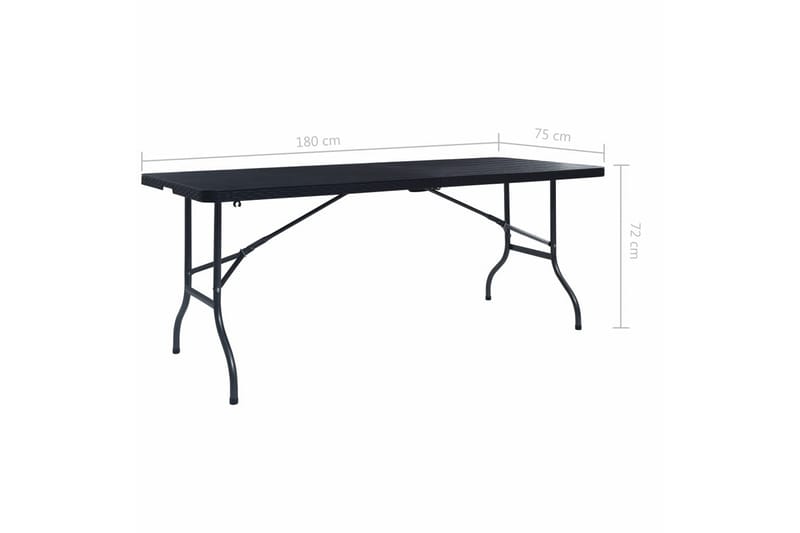Foldbart Havebord 180x75x72 cm Hdpe Imiteret Rattan Sort - Sort - Havemøbler - Havebord - Spisebord & havebord