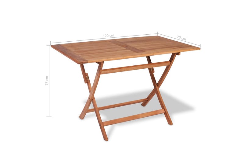 Foldbart Havespisebord 120 X 70 X 75 Cm Teaktræ - Brun - Havemøbler - Havebord - Spisebord & havebord