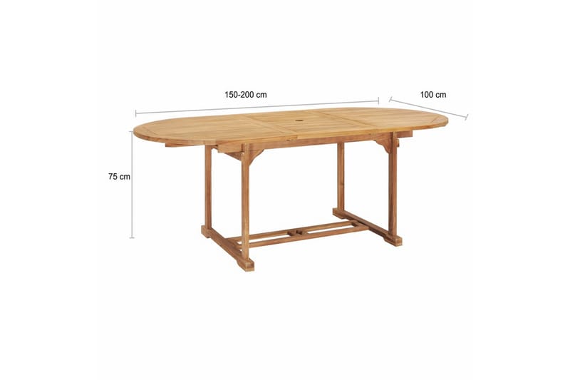 Forlængeligt Spisebord 150-200 X 100 X 75 Cm Massivt Teaktræ - Brun - Havemøbler - Havebord - Spisebord & havebord