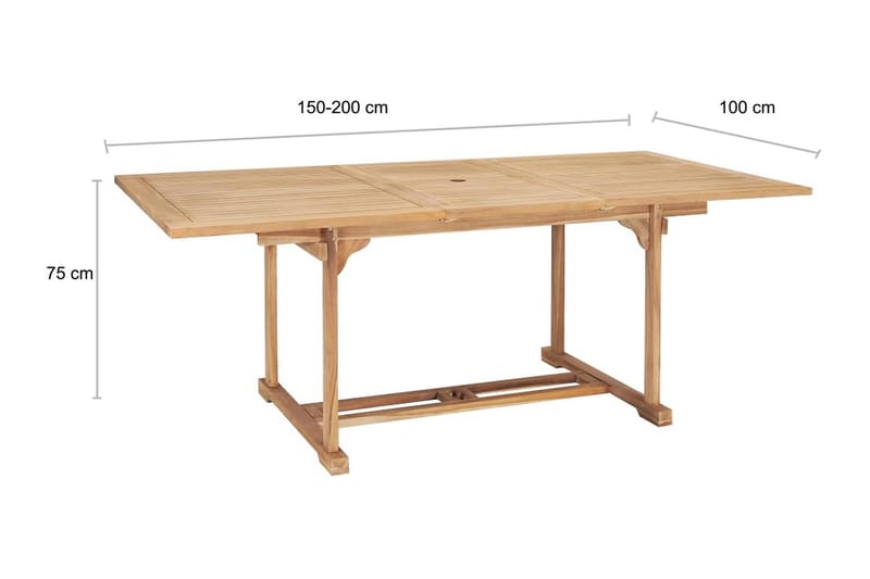 Forlængeligt Spisebord (150-200) X 100 X 75 Cm Teak - Brun - Havemøbler - Havebord - Spisebord & havebord