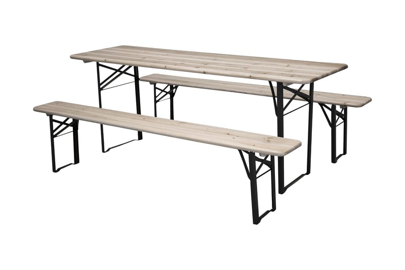 Guniess picknickbord sammenklappeligt sort/natur - Havemøbler - Havebord - Spisebord & havebord