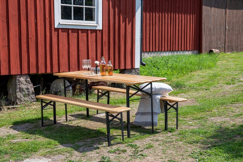 Guniess picknickbord sammenklappeligt sort/natur - Havemøbler - Havebord - Spisebord & havebord