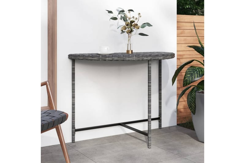 havebord 100x50x75 cm polyrattan grå - Grå - Spisebord & havebord
