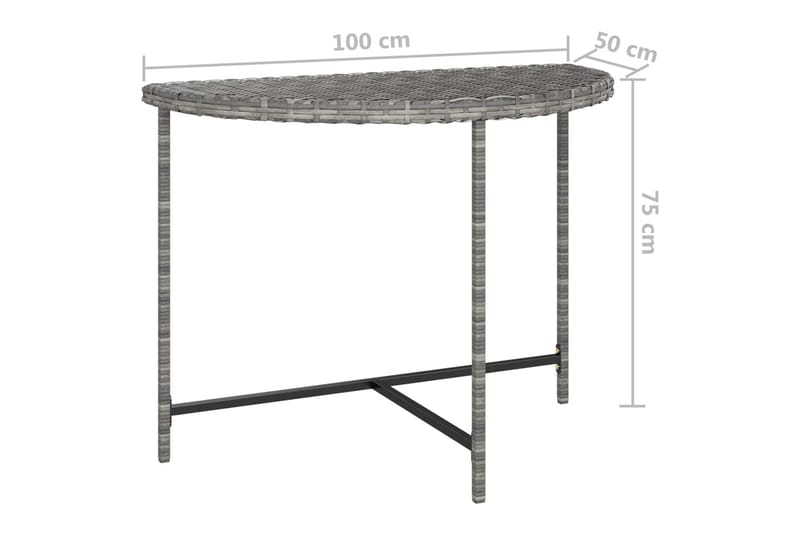 havebord 100x50x75 cm polyrattan grå - Grå - Havemøbler - Havebord - Spisebord & havebord