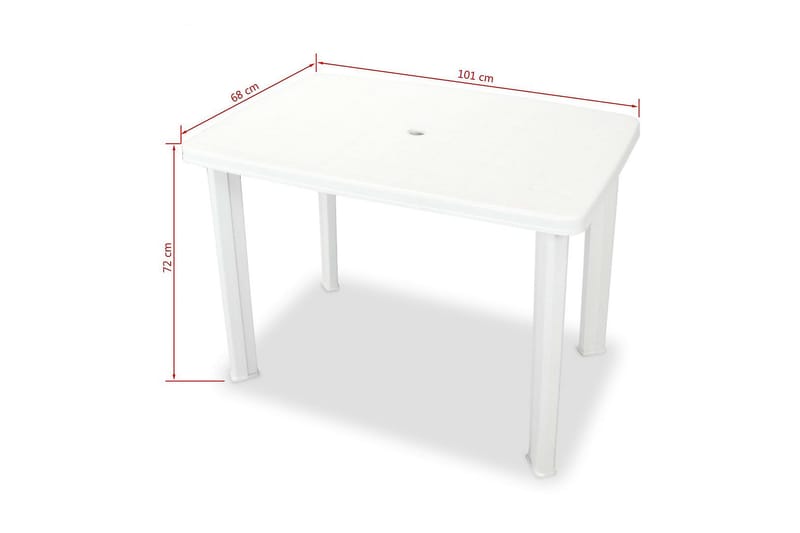 Havebord 101 X 68 X 72 Cm Plastik Hvid - Hvid - Havemøbler - Havebord - Spisebord & havebord