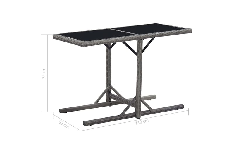 Havebord 110 X 53 X 72 cm Sort Glas Og Poliratanas - Havemøbler - Havebord - Spisebord & havebord