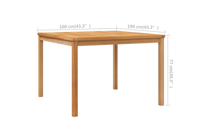 havebord 110x110x77 cm massivt teaktræ - Brun - Havemøbler - Havebord - Spisebord & havebord