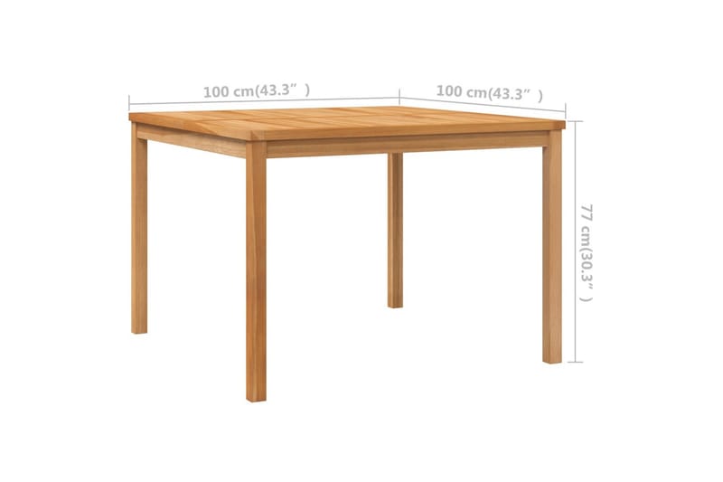 havebord 110x110x77 cm massivt teaktræ - Brun - Spisebord & havebord