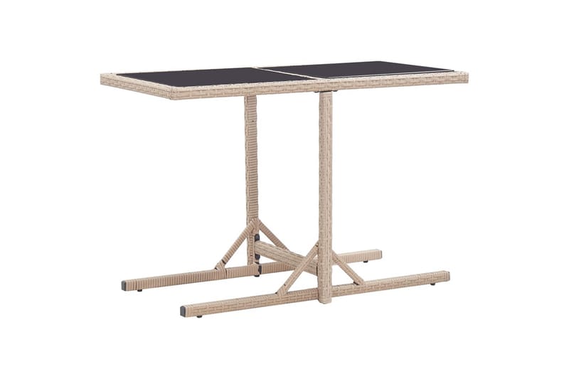 Havebord 110X53X72 cm Beige Glas Og Polyrattan - Havemøbler - Havebord - Spisebord & havebord