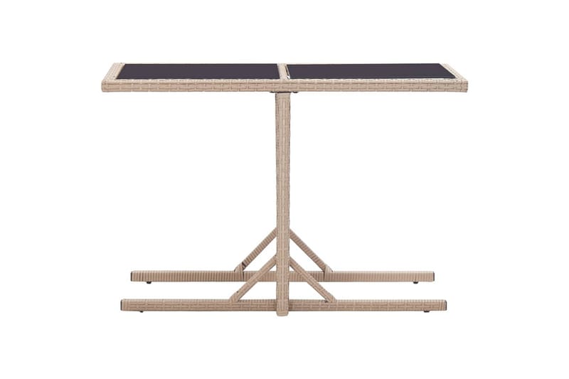 Havebord 110X53X72 cm Beige Glas Og Polyrattan - Havemøbler - Havebord - Spisebord & havebord