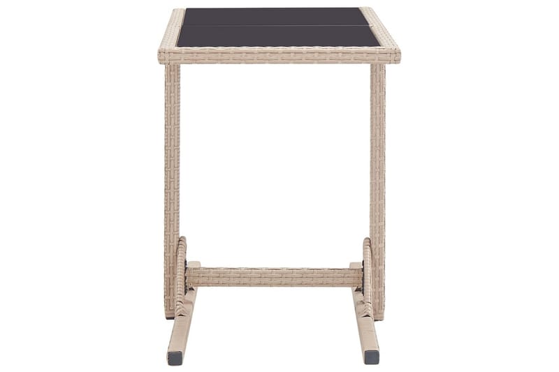 Havebord 110X53X72 cm Beige Glas Og Polyrattan - Havemøbler - Havebord - Spisebord & havebord