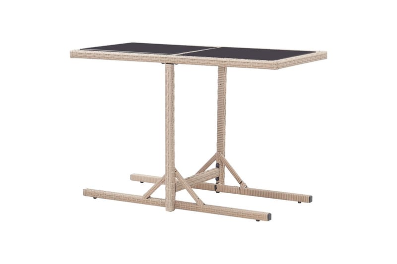 Havebord 110X53X72 cm Beige Glas Og Polyrattan - Havemøbler - Havebord - Spisebord & havebord