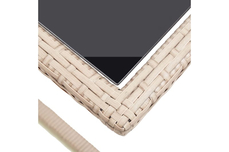 Havebord 110X53X72 cm Beige Glas Og Polyrattan - Havemøbler - Havebord - Spisebord & havebord