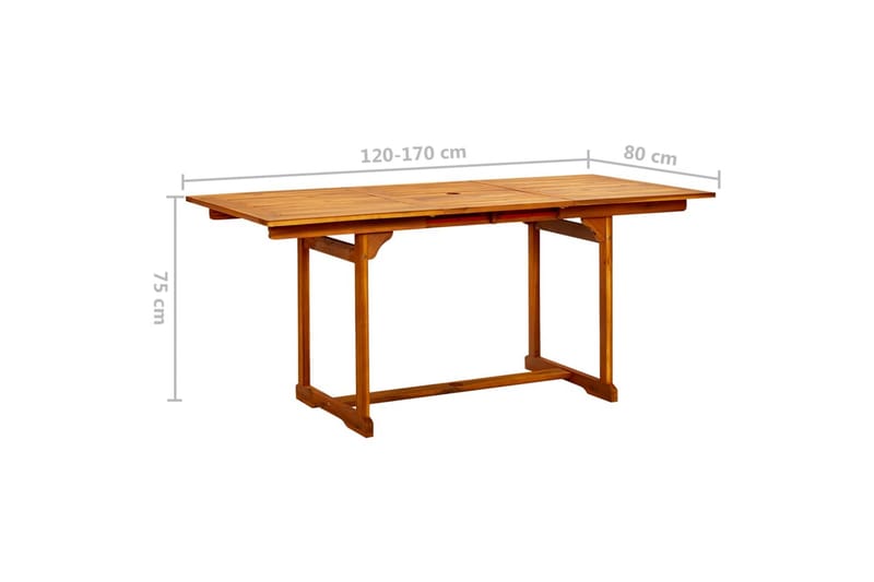 havebord (120-170)x80x75 cm massivt akacietræ - Brun - Havemøbler - Havebord - Spisebord & havebord