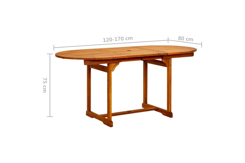 havebord (120-170)x80x75 cm massivt akacietræ - Brun - Havemøbler - Havebord - Spisebord & havebord