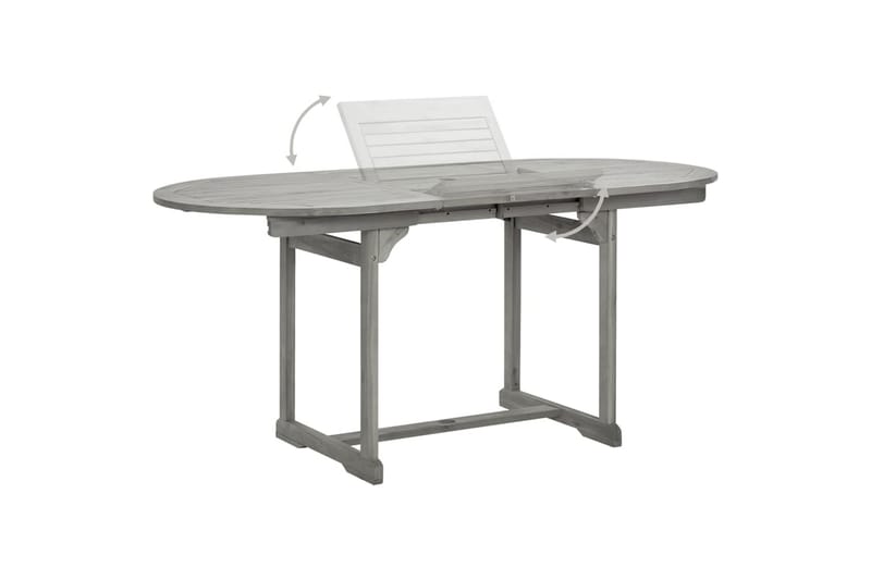 havebord (120-170)x80x75 cm massivt akacietræ - Grå - Havemøbler - Havebord - Spisebord & havebord
