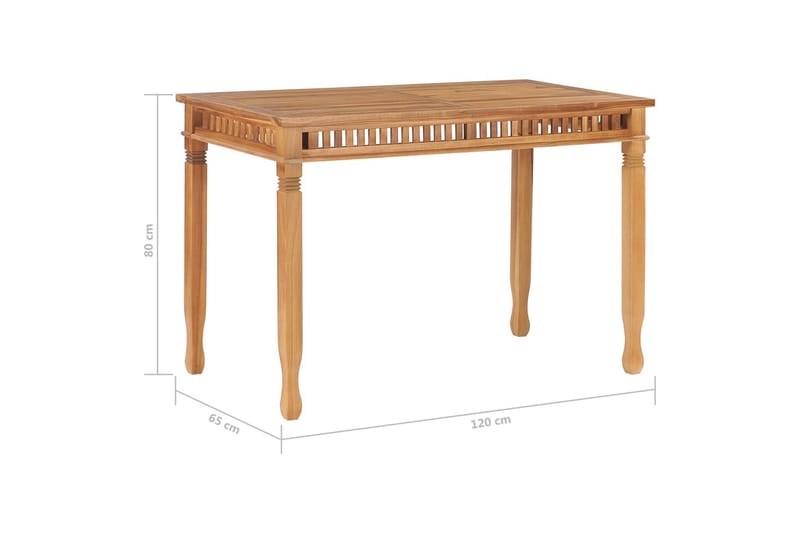 Havebord 120x65x80 cm Massivt Teaktræ - Brun - Havemøbler - Havebord - Spisebord & havebord