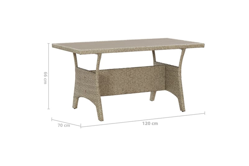 havebord 120x70x66 cm polyrattan grå - Grå - Havemøbler - Havebord - Spisebord & havebord