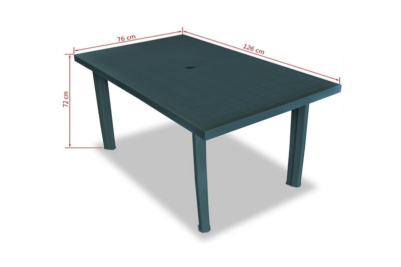 Havebord 126 X 76 X 72 Cm Plastik Grøn - Grøn - Havemøbler - Havebord - Spisebord & havebord