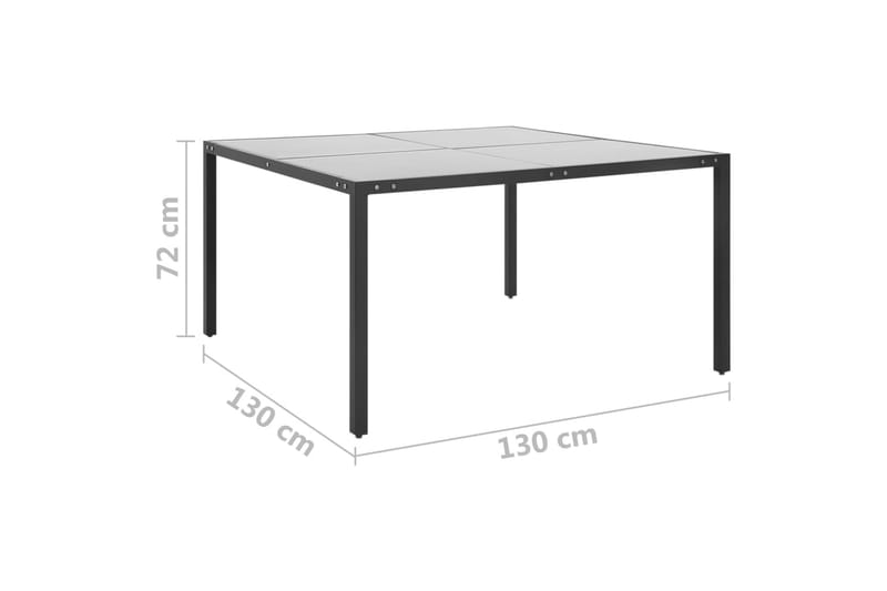 havebord 130x130x72 cm stål og glas antracitgrå - Antracit - Havemøbler - Havebord - Spisebord & havebord