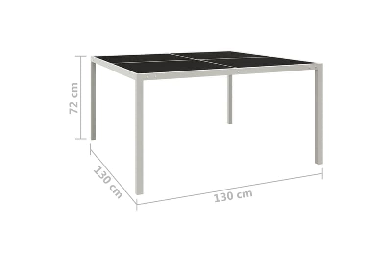 havebord 130x130x72 cm stål og glas grå - Grå - Havemøbler - Havebord - Spisebord & havebord