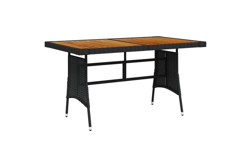 havebord 130x70x72 cm polyrattan og massivt akacietræ sort - Sort - Havemøbler - Havebord - Spisebord & havebord
