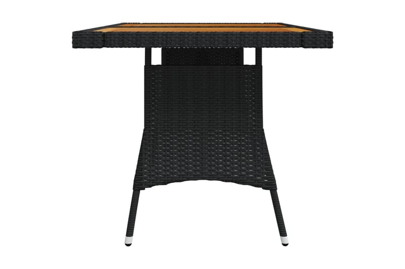 havebord 130x70x72 cm polyrattan og massivt akacietræ sort - Sort - Havemøbler - Havebord - Spisebord & havebord