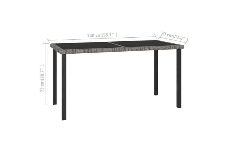 havebord 140x70x73 cm polyrattan grå - Grå - Havemøbler - Havebord - Spisebord & havebord