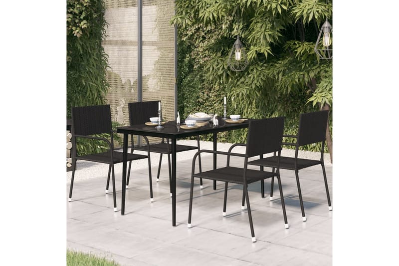 havebord 140x70x74 cm stål og glas sort - Sort - Havemøbler - Havebord - Spisebord & havebord