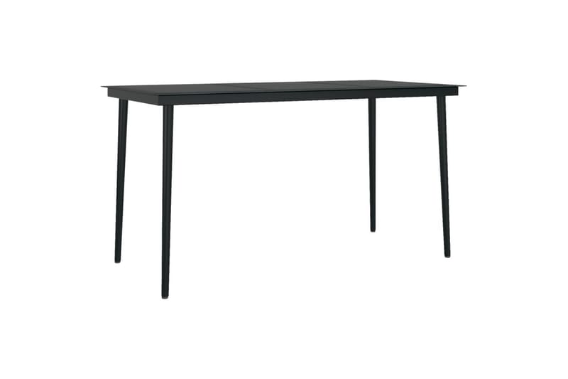 havebord 140x70x74 cm stål og glas sort - Sort - Havemøbler - Havebord - Spisebord & havebord