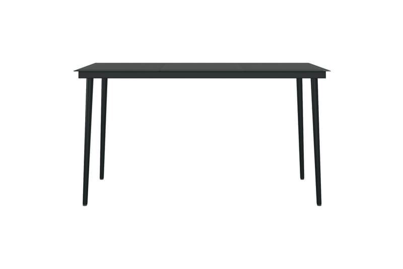 havebord 140x70x74 cm stål og glas sort - Sort - Havemøbler - Havebord - Spisebord & havebord