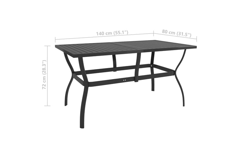 Havebord 140x80x72 cm stål antracitgrå - Antracit - Havemøbler - Havebord - Spisebord & havebord